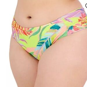 Becca Plus Size Costa Bella Side-Shirred Hipster Bikini Bottoms NWT
